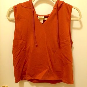 Peach cropped vest hoodie